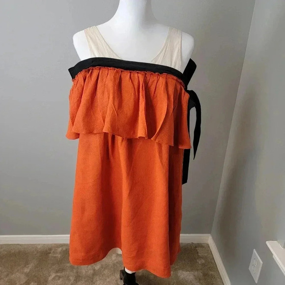 Isa Arfen Linen Mini Dress 10 Orange - Picture 2 of 11